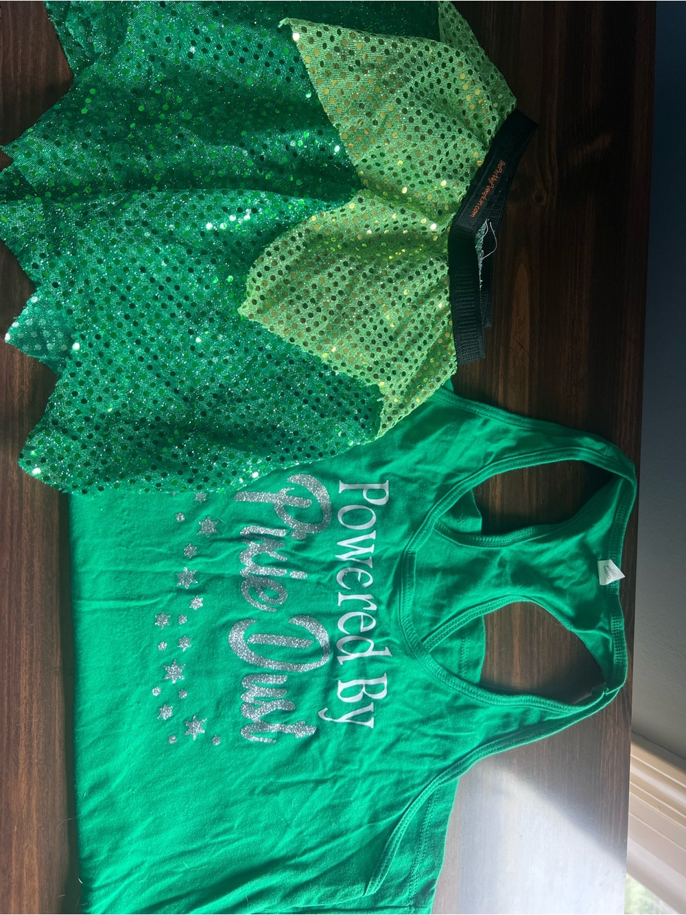 Girls' Green Glitter Tank Top - 'Powered By Pixie Dust'
